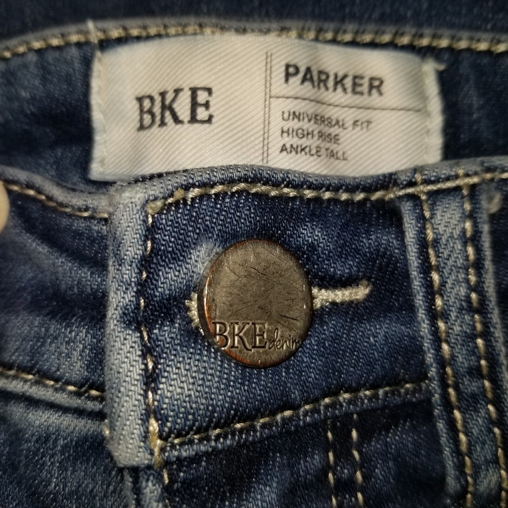 BKE Parker Jeans Size 26 Universal Fit High Rise Ankle Skinny Blue Denim Buckle - Picture 3 of 13